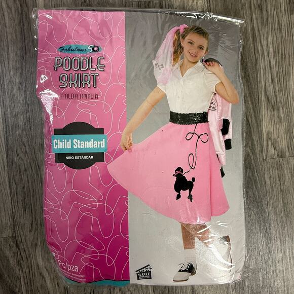 50s Pink Child Poodle Skirt Costume – Up to Size 10 / 8-10 yrs / 134 cm - Picture 1 of 5